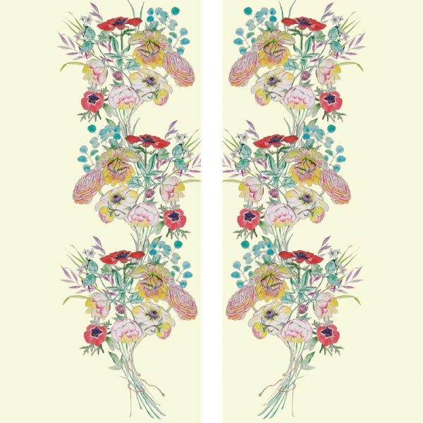 Завеса от две части, с пролетен букет цветя